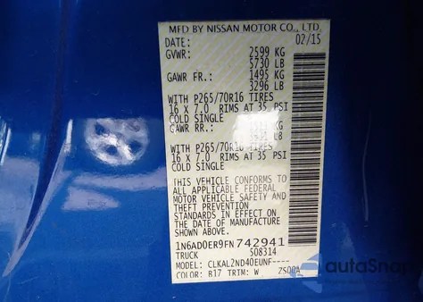 2015 Nissan Frontier Sv from USA, damaged, VIN 1N6AD0ER9FN742941